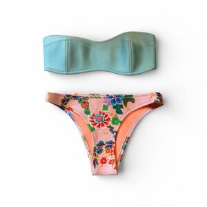 Triangl neoprene strapless floral bikini set